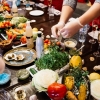 Праздничный стол. Закуски. Овощи. Микрозелень.